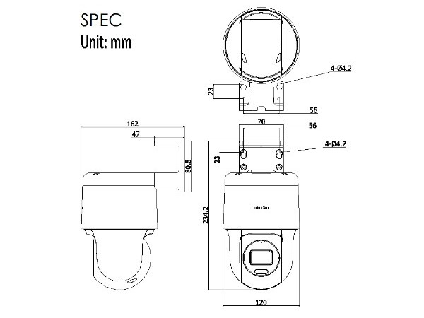 海康威视DS-2SC3Q140MY-TE3寸400万室外PoE球机 海康摄像头 家用摄像头